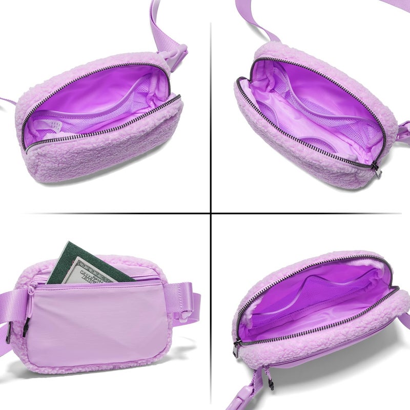 Gitus Fleece Belt Bag Sherpa Fanny Pack Crossbody Bags for Women Fashion Waist Packs with Adjustable Strap for Gym Travel Hiking Running Trending Gifts for Teen Girls Women Men (Lavender) - Image 5
